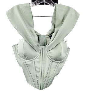 Windsor Mint Green Cropped Bustier Corset Off-the-Shoulder Top Women's Size M